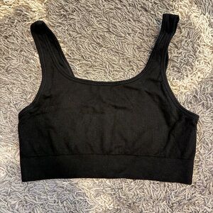 Fabletics Black Medium Rib Seamless Midi Bralette Sports Bra Womens